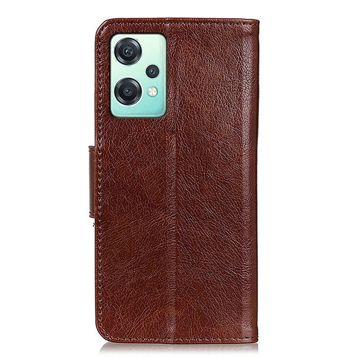For OnePlus Nord CE 2 Lite 5G Nappa Texture Phone Case Wallet Stand Split Leather Folio Flip Cover - Brown - 7