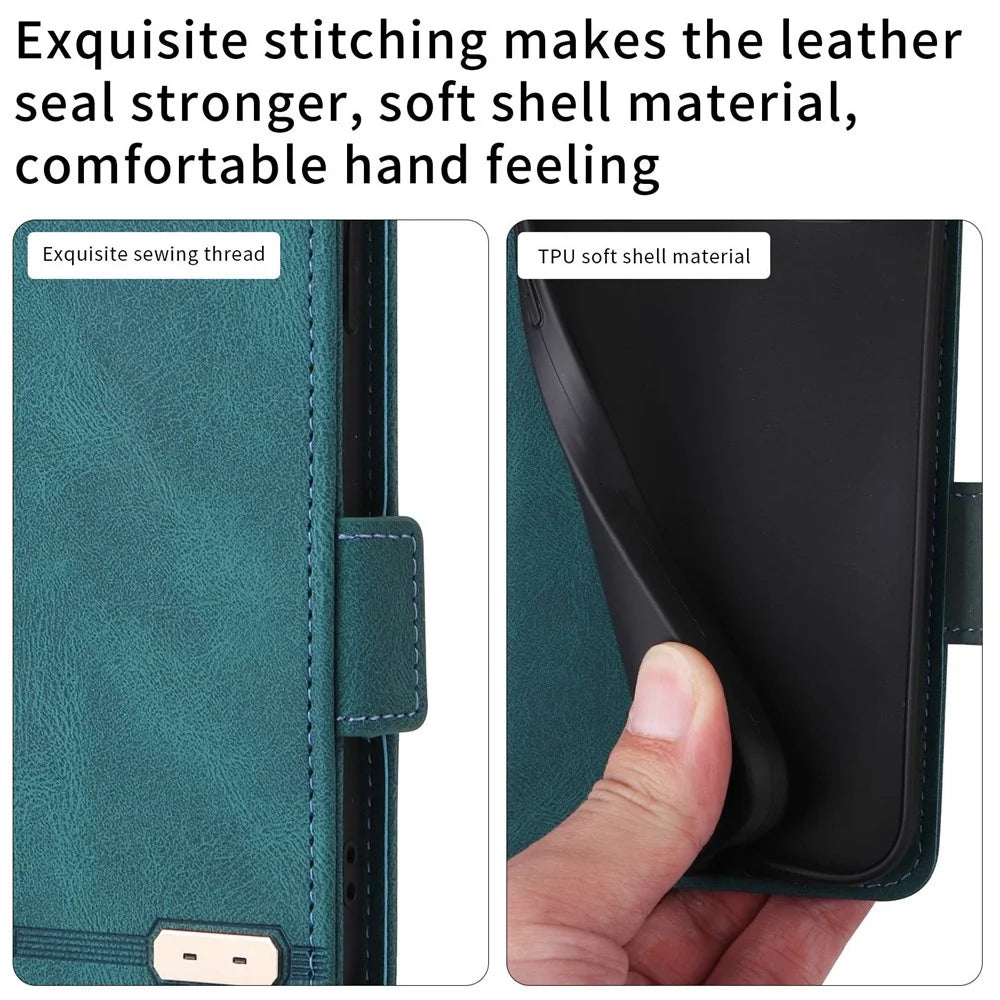 PU Leather Phone Case for OnePlus 10 Pro, Hardware Design Wallet Stand Inner TPU Protective Cover - Blue - 3
