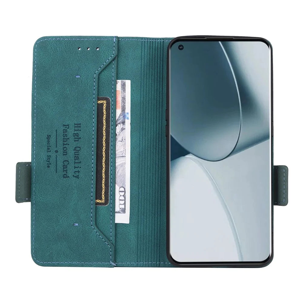 PU Leather Phone Case for OnePlus 10 Pro, Hardware Design Wallet Stand Inner TPU Protective Cover - Blue - 4