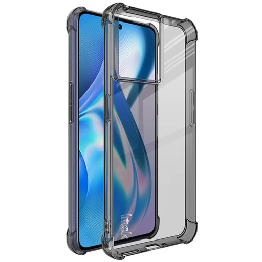 IMAK for OnePlus Ace 5G/10R 5G Airbag Design Wear-resistant Case Soft TPU Anti-drop Camera Protective Cover with Screen Protector - Transparent Black - 1