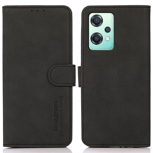 KHAZNEH For OnePlus Nord CE 2 Lite 5G Stand Function Phone Wallet Case Textured PU Leather Magnetic Clasp Wear-resistant Cover - Black - 1