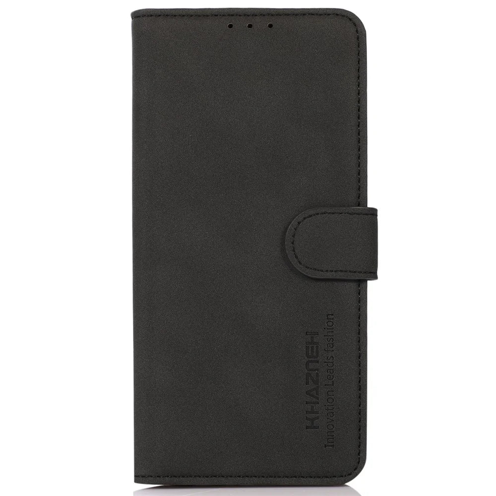 KHAZNEH For OnePlus Nord CE 2 Lite 5G Stand Function Phone Wallet Case Textured PU Leather Magnetic Clasp Wear-resistant Cover - Black - 7