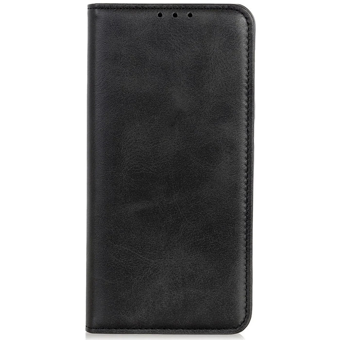 Auto-Absorbed Split Leather Phone Protective Cover for OnePlus Nord 2T 5G, Wallet Stand Design Phone Shell - Black - 6