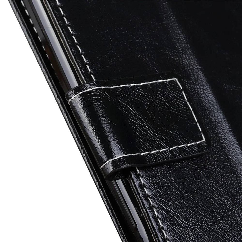 For OnePlus Nord 2T 5G Retro Crazy Horse Texture PU Leather Magnetic Flip Case TPU Protect Inner Shell Stand Wallet Protective Phone Cover - Black - 5