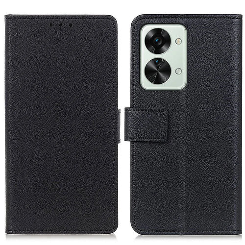 For OnePlus Nord 2T 5G Shock Resistant Full Coverage Phone Cover Magnetic Closing PU Leather Stand Cover Soft TPU Inner Shell Wallet Style Mobile Phone Case - Black - 1