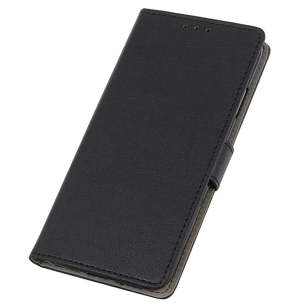 For OnePlus Nord 2T 5G Shock Resistant Full Coverage Phone Cover Magnetic Closing PU Leather Stand Cover Soft TPU Inner Shell Wallet Style Mobile Phone Case - Black - 5