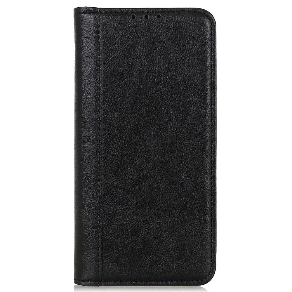 For OnePlus Nord 2T 5G Litchi Texture Split Leather Cover Stand Hidden Magnetic Adsorption Shockproof Flip Wallet Case - Black - 7