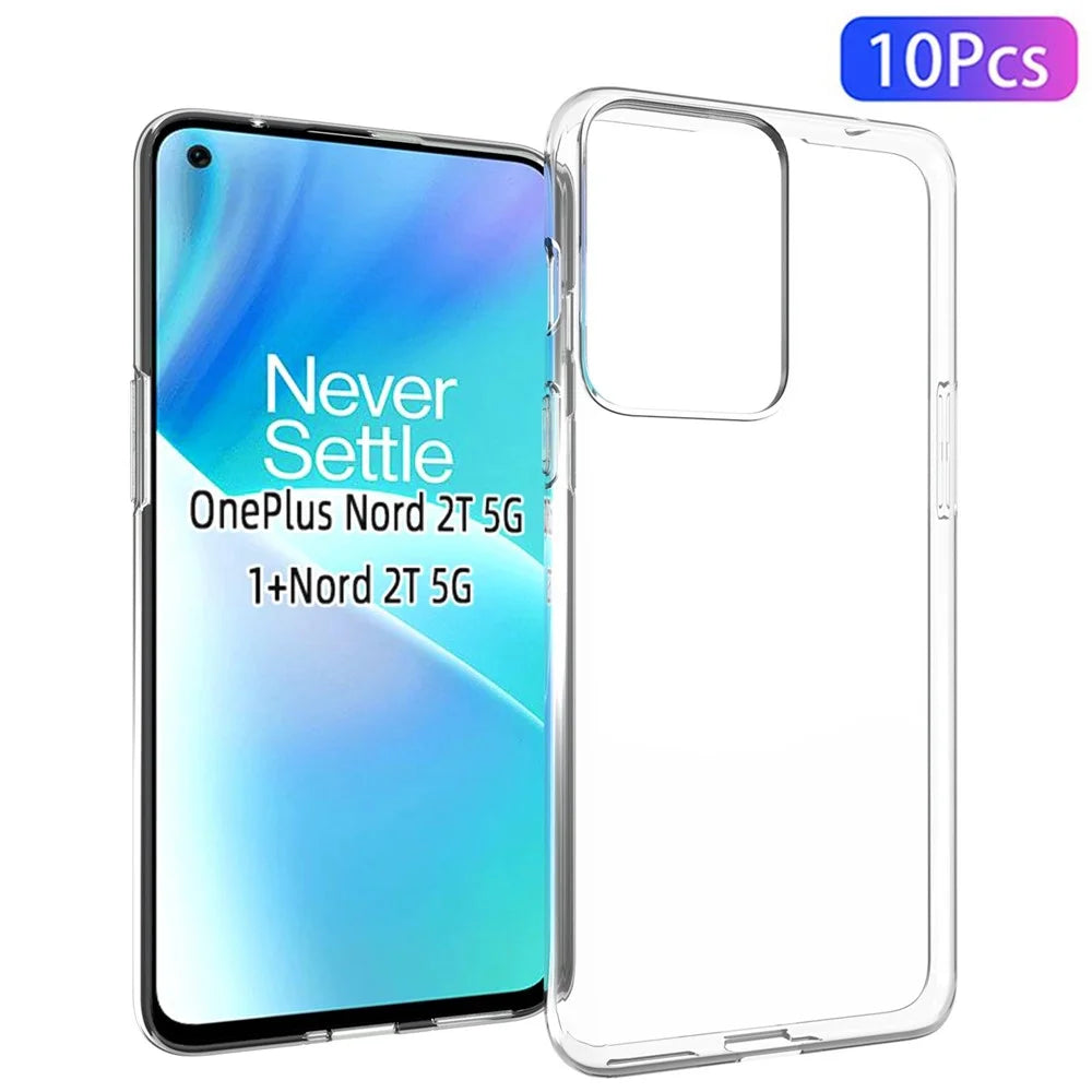 10Pcs/Pack For OnePlus Nord 2T 5G Anti-dust Phone Case Precise Cutouts Clear TPU Inner Watermark-Free Phone Cover - 1
