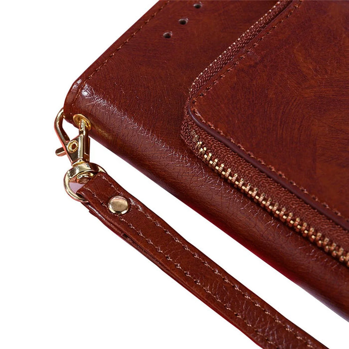 Zipper Pocket Phone Case for OnePlus Nord CE 2 Lite 5G, PU Leather Foldable Stand Cell Phone Cover with Wallet - Black - 6