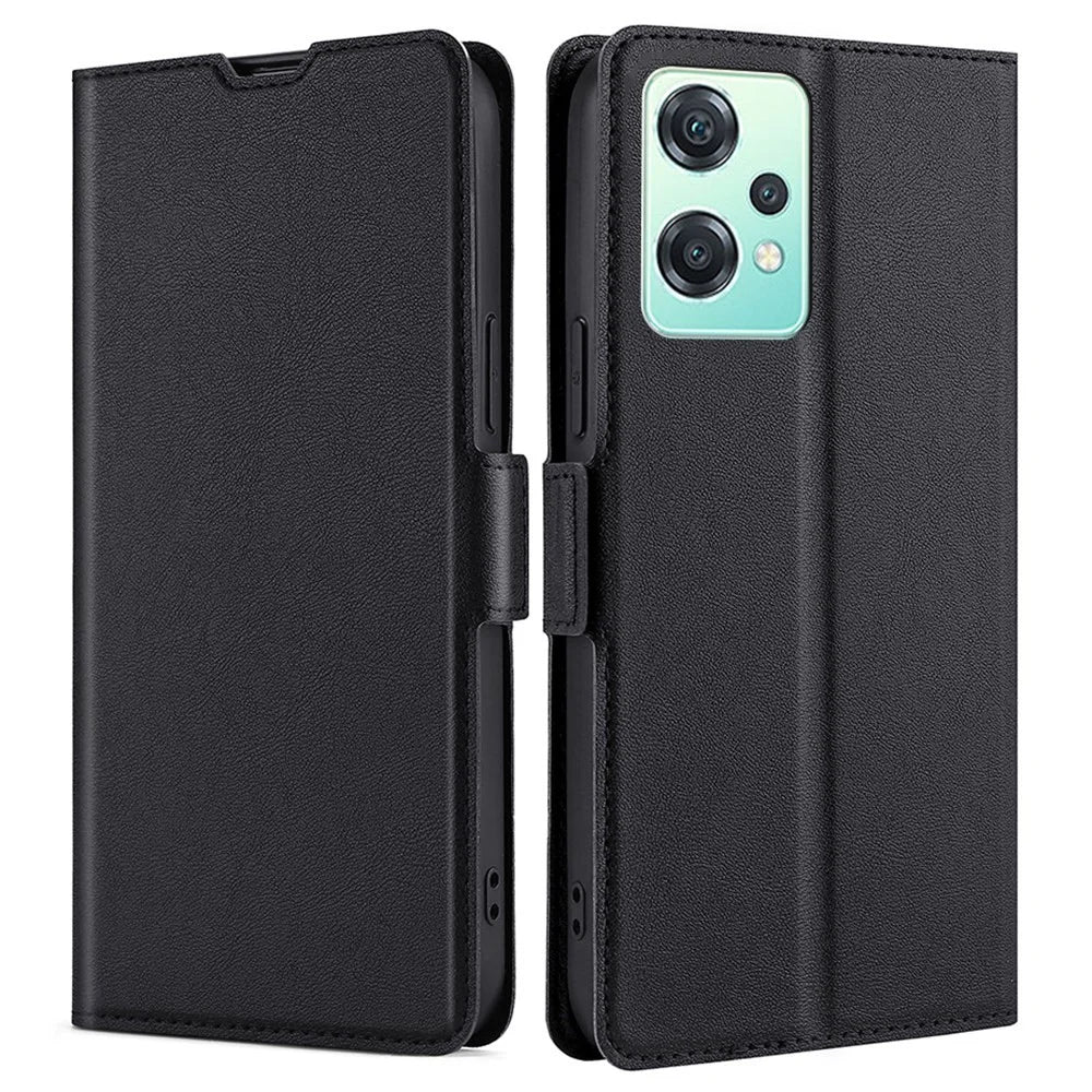 For OnePlus Nord CE 2 Lite 5G Shockproof PU Leather Flip Case with Card Slot Ultra Slim Magnetic Clasp Stand Phone Cover - Black - 1