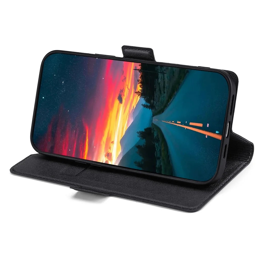 For OnePlus Nord CE 2 Lite 5G Shockproof PU Leather Flip Case with Card Slot Ultra Slim Magnetic Clasp Stand Phone Cover - Black - 2