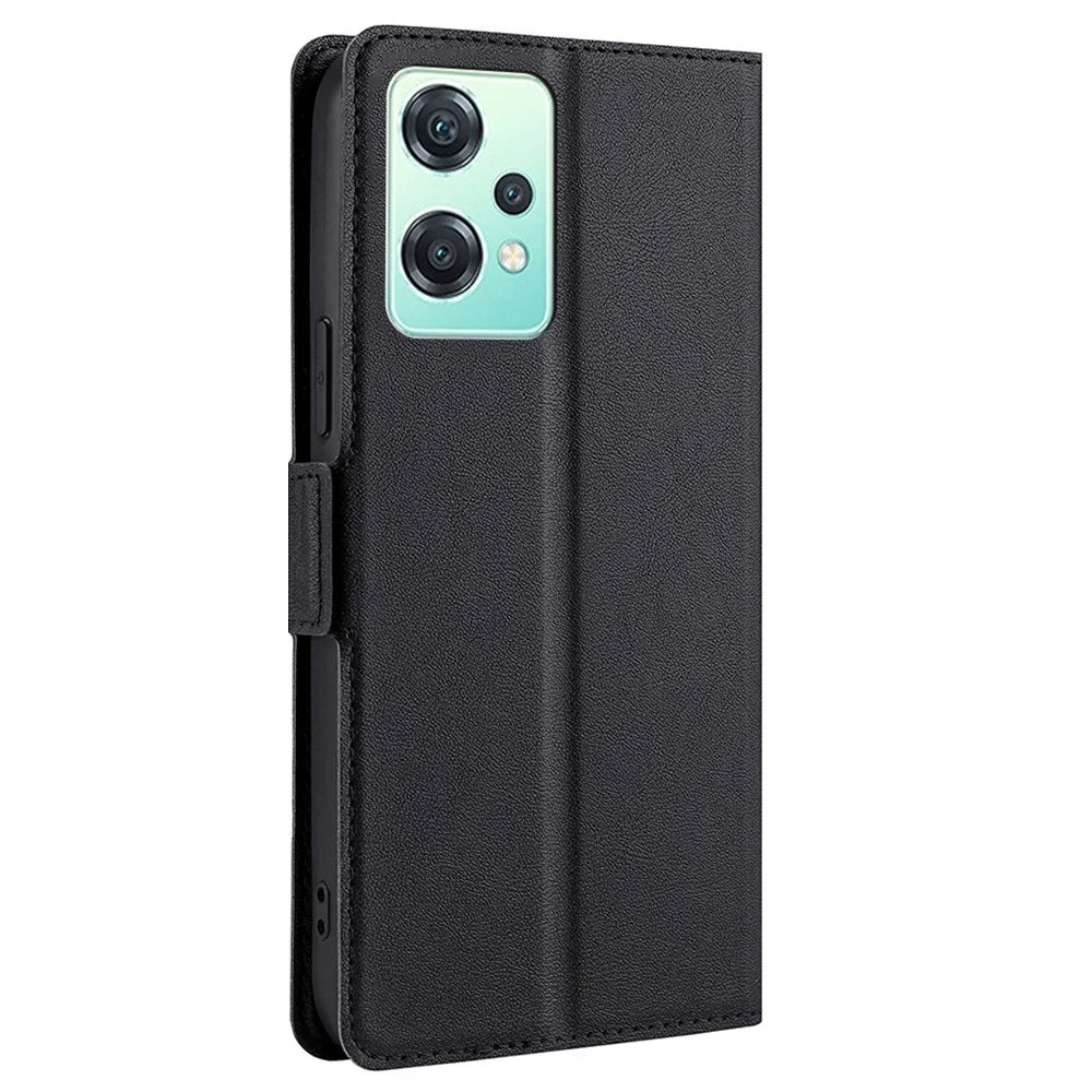 For OnePlus Nord CE 2 Lite 5G Shockproof PU Leather Flip Case with Card Slot Ultra Slim Magnetic Clasp Stand Phone Cover - Black - 7