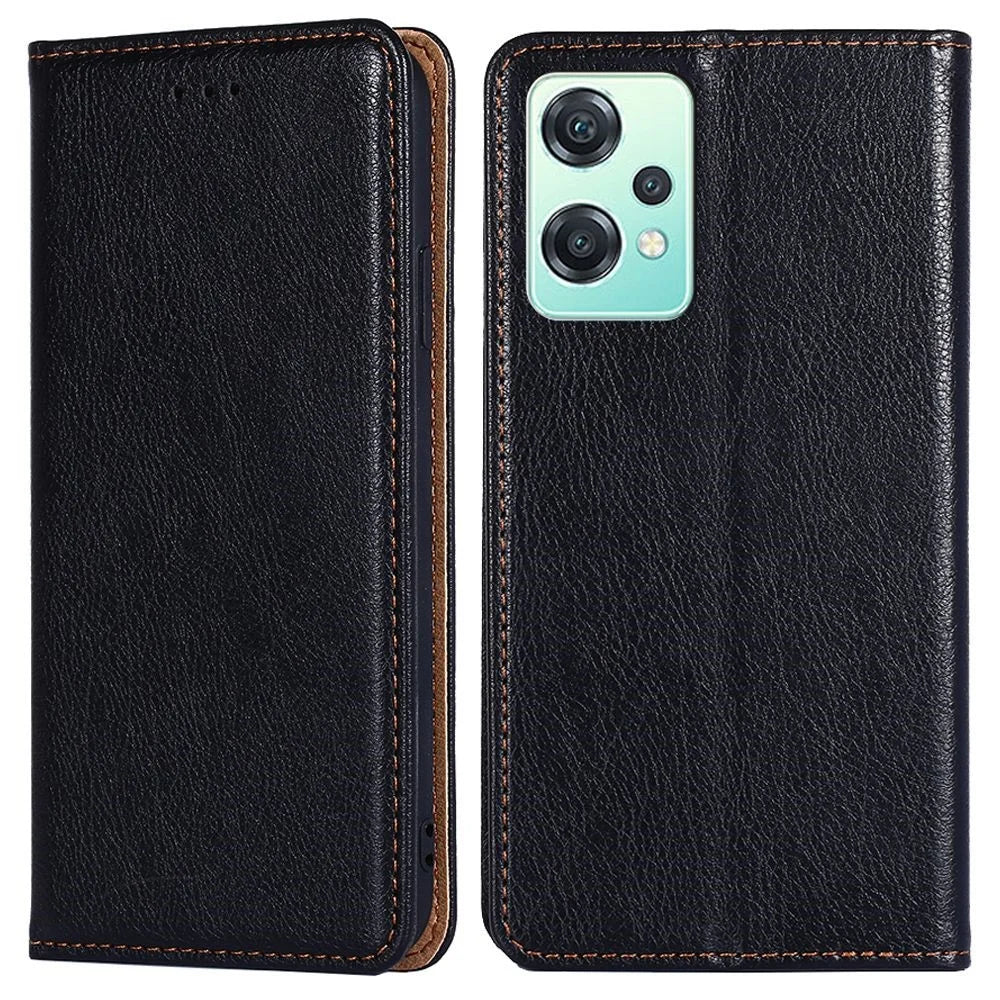For OnePlus Nord CE 2 Lite 5G Shockproof Phone Case Stand Wallet PU Leather Magnetic Absorption Protective Cover - Black - 1