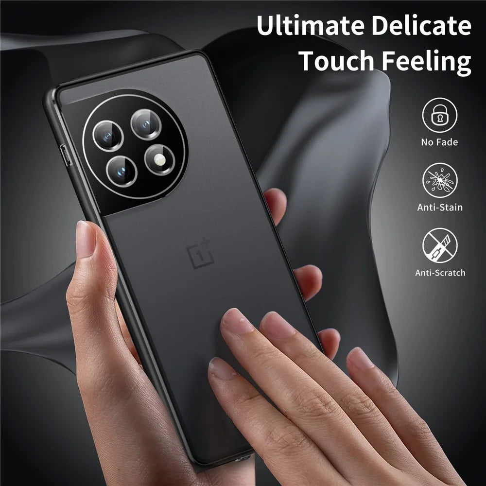 Metal Frame Case for OnePlus 11 5G Tempered Glass Phone Case Full Protection with Lock - Black - 5