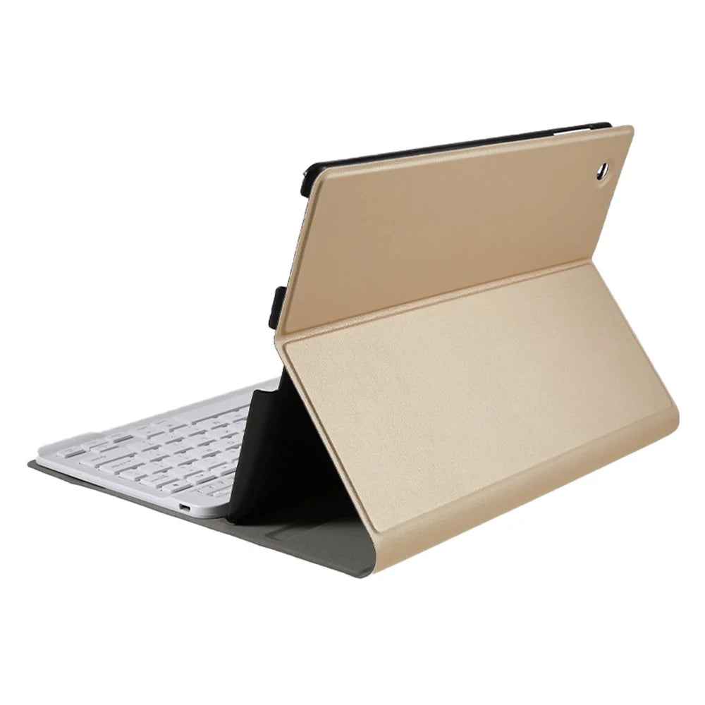 Detachable 2-in-1 Bluetooth-compatible Keyboard + Leather Stand Case Cover for iPad 4 / 3 / 2 Foldable Keyboard Set - Gold Color - 5