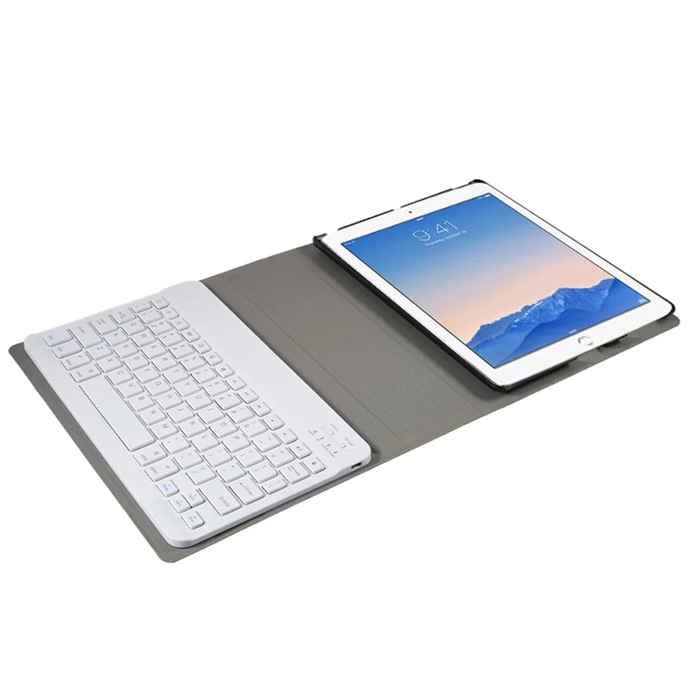 Detachable 2-in-1 Bluetooth-compatible Keyboard + Leather Stand Case Cover for iPad 4 / 3 / 2 Foldable Keyboard Set - Gold Color - 7