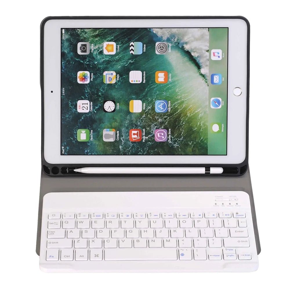 Removable Bluetooth-compatible Keyboard Leather Stand Cover with Pen Slot for iPad 9.7-inch (2018)/9.7-inch (2017)/Air 2/Air - Rose Gold - 2