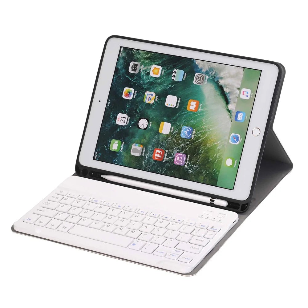 Removable Bluetooth-compatible Keyboard Leather Stand Cover with Pen Slot for iPad 9.7-inch (2018)/9.7-inch (2017)/Air 2/Air - Rose Gold - 3