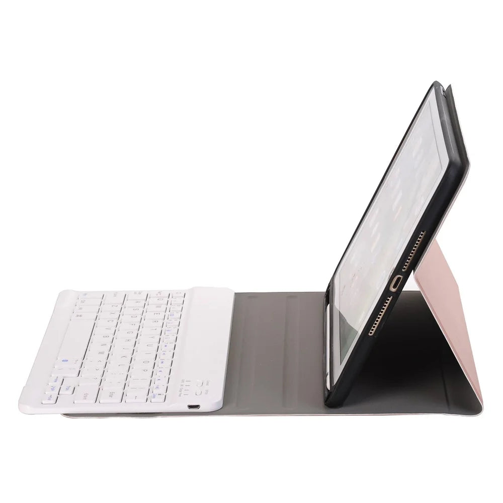 Removable Bluetooth-compatible Keyboard Leather Stand Cover with Pen Slot for iPad 9.7-inch (2018)/9.7-inch (2017)/Air 2/Air - Rose Gold - 4