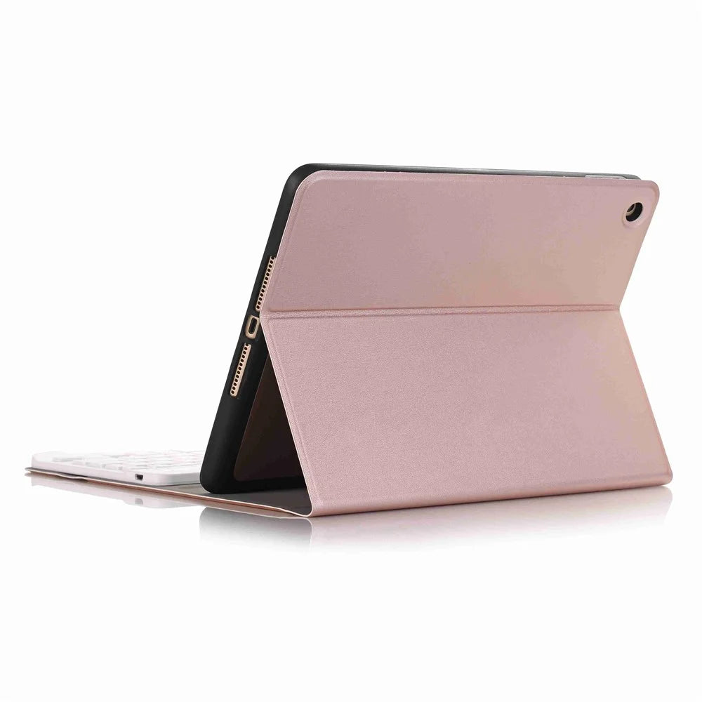 Removable Bluetooth-compatible Keyboard Leather Stand Cover with Pen Slot for iPad 9.7-inch (2018)/9.7-inch (2017)/Air 2/Air - Rose Gold - 5