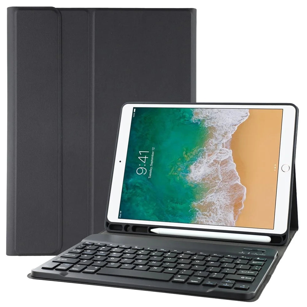 2-in-1 Bluetooth-compatible Keyboard with Removable Leather Stand Protective Case and Pen Slot for iPad Pro 10.5-inch (2017) - Black - 1