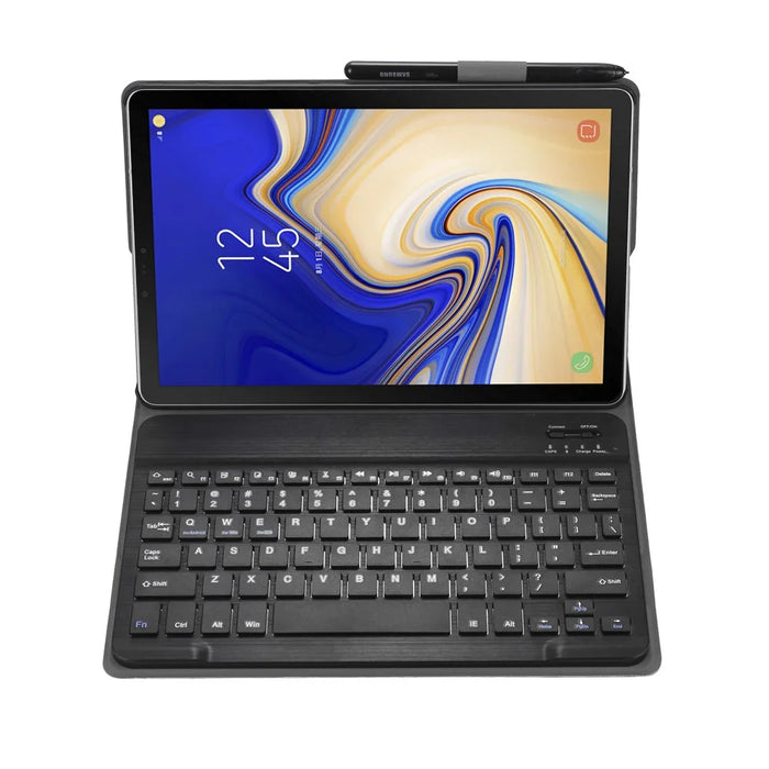 Detachable Bluetooth-compatible Keyboard PU Leather Protection Cover Case for Samsung Galaxy Tab A 10.5 (2018) T590 T595 - Black - 2