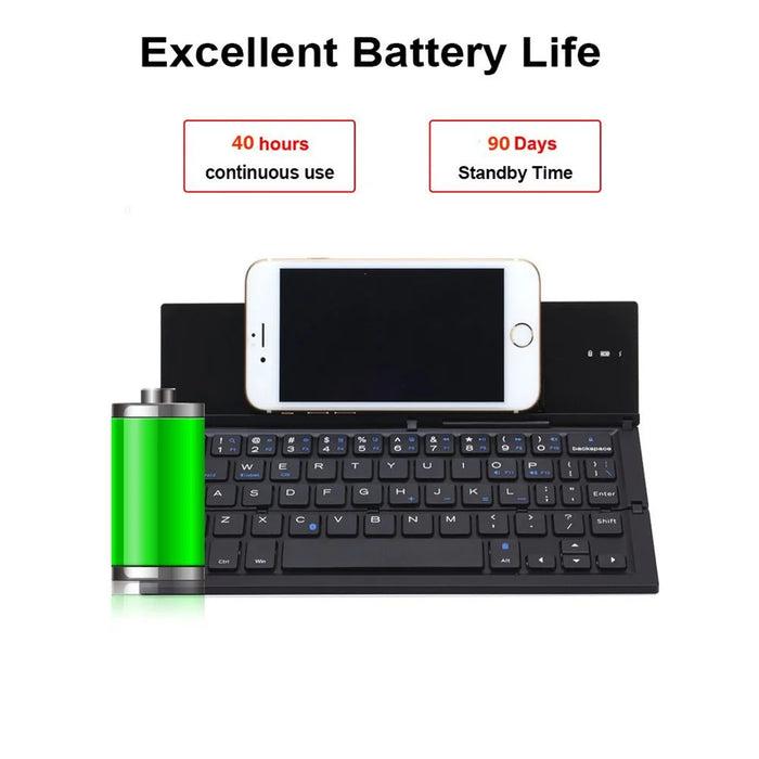 Portable Foldable Wireless Bluetooth-compatible 3.0 Keypad with Stand for Windows / iOS / Android Tablet and Smartphone - 4
