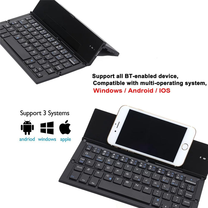 Portable Foldable Wireless Bluetooth-compatible 3.0 Keypad with Stand for Windows / iOS / Android Tablet and Smartphone - 5