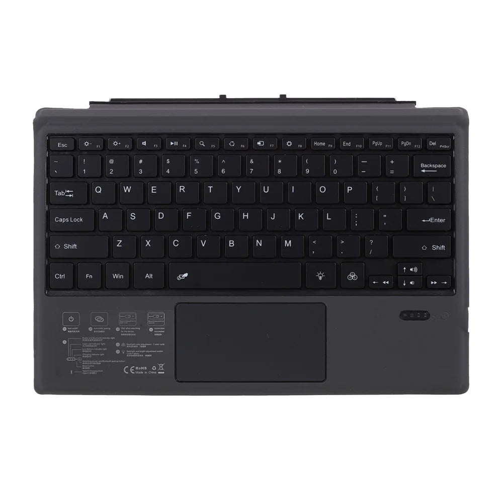 Ultra-Slim PU Leather Magnetic Wireless Bluetooth-compatible Keyboard with Trackpad for Microsoft Surface Pro 6 / 5 / 4 / 3 - Dark Grey - 1