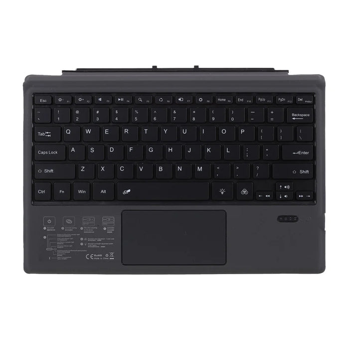 Ultra-Slim PU Leather Magnetic Wireless Bluetooth-compatible Keyboard with Trackpad for Microsoft Surface Pro 6 / 5 / 4 / 3 - Dark Grey - 1