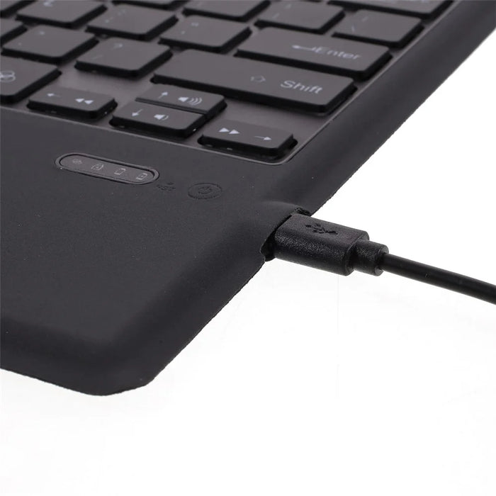 Ultra-Slim PU Leather Magnetic Wireless Bluetooth-compatible Keyboard with Trackpad for Microsoft Surface Pro 6 / 5 / 4 / 3 - Dark Grey - 5