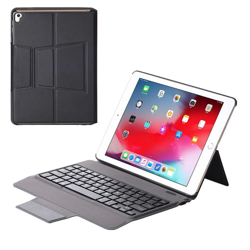 2 in 1 Bluetooth-compatible Keyboard with Stand Leather Tablet Shell for iPad 9.7 -inch (2018) (2017)/Air 2/Air (2013) - Black - 1