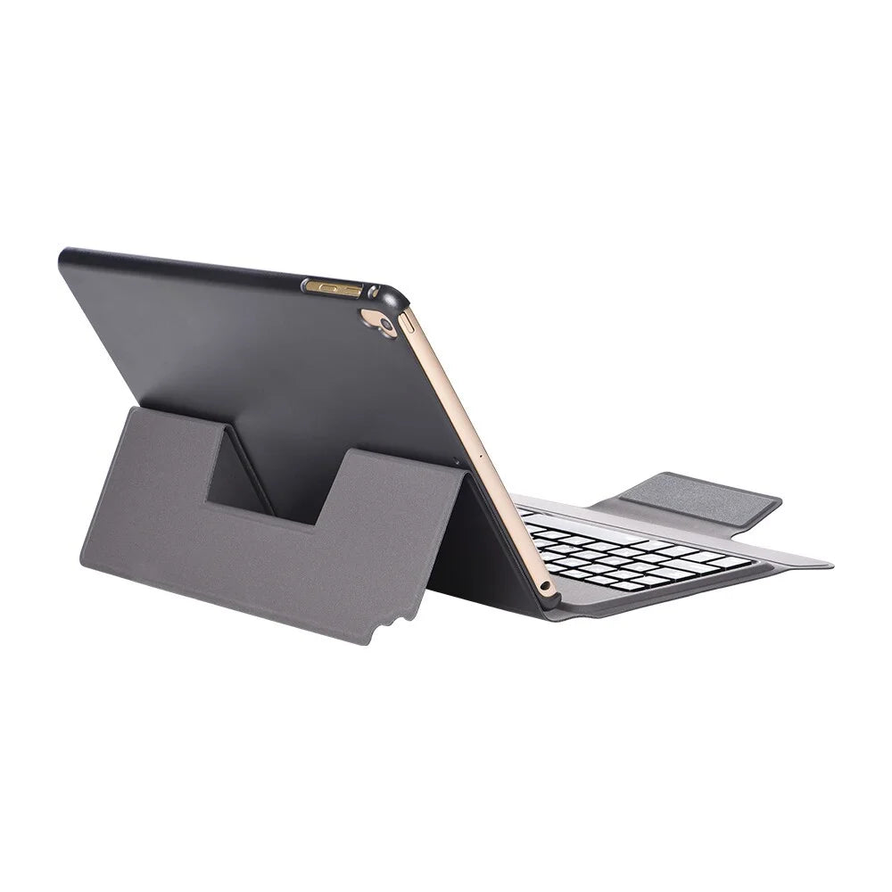 2 in 1 Bluetooth-compatible Keyboard with Stand Leather Tablet Shell for iPad 9.7 -inch (2018) (2017)/Air 2/Air (2013) - Black - 5