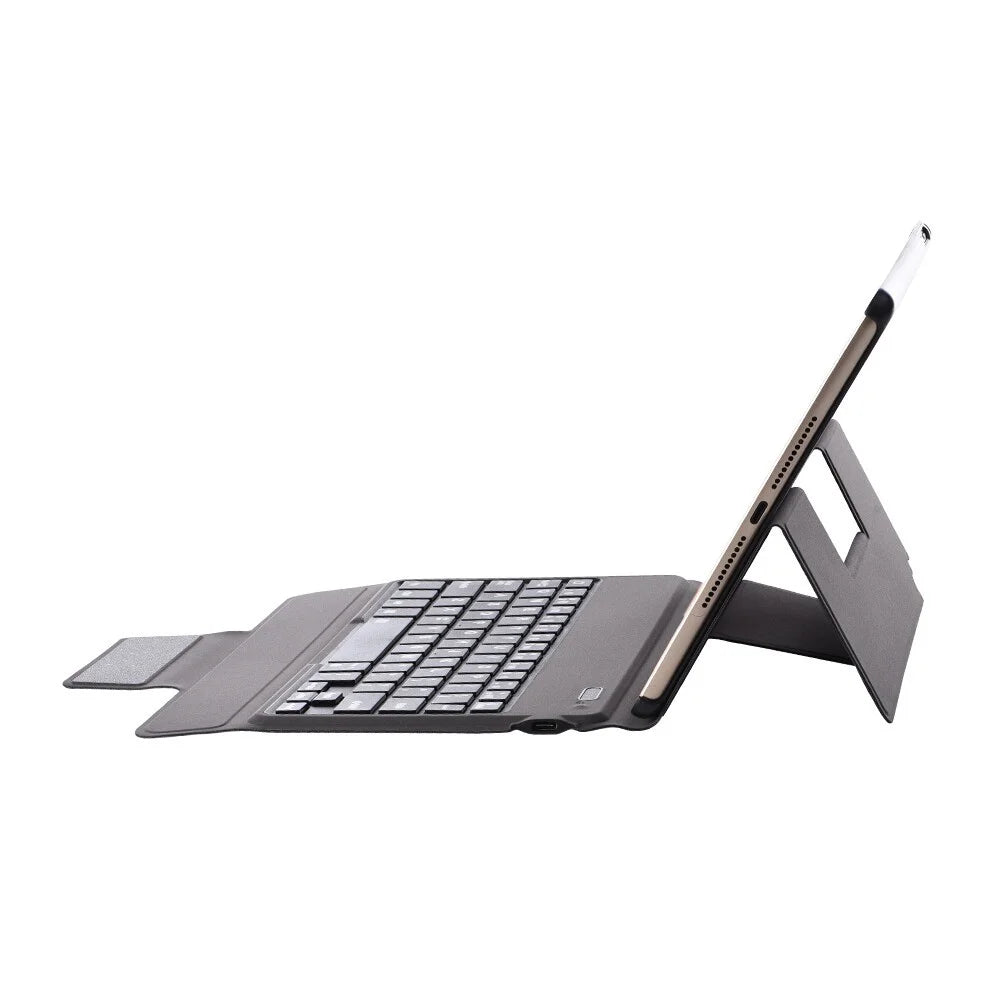2 in 1 Bluetooth-compatible Keyboard with Stand Leather Tablet Shell for iPad 9.7 -inch (2018) (2017)/Air 2/Air (2013) - Black - 6