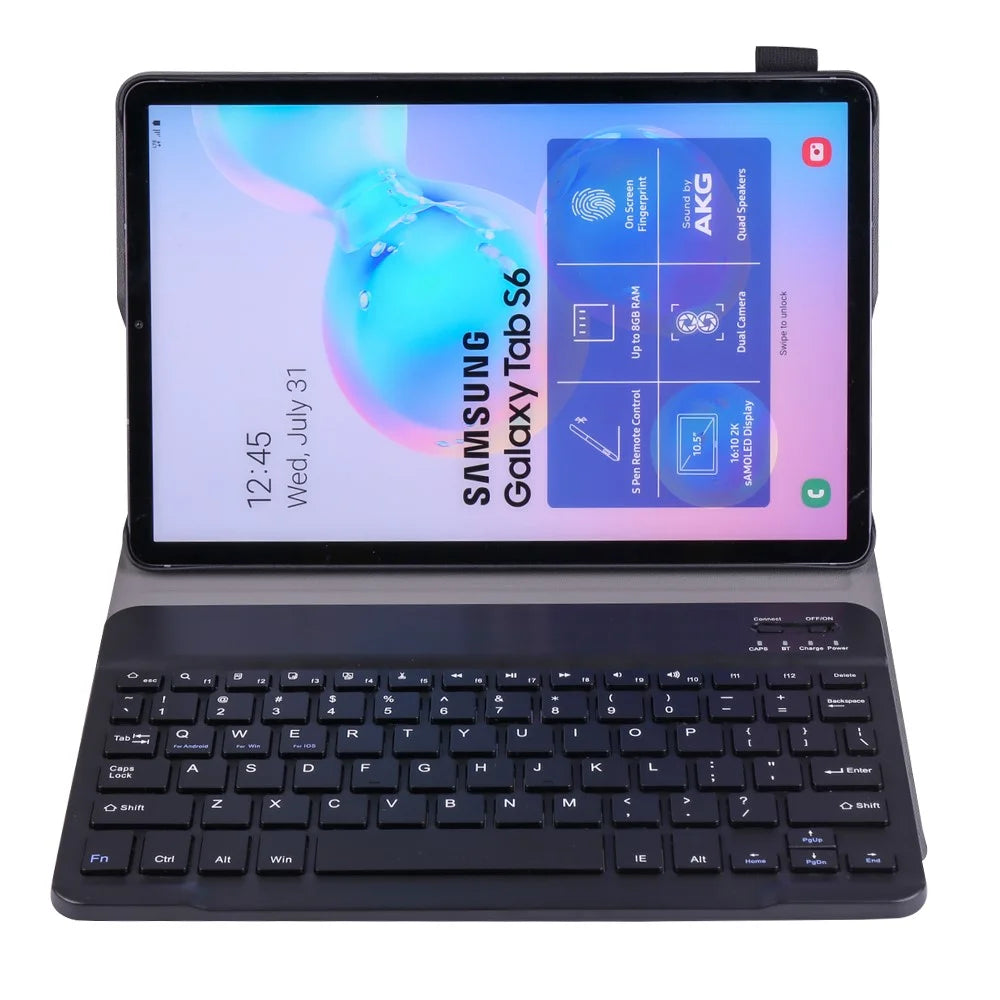 Detachable Bluetooth-compatible Keyboard + PU Leather Tablet Shell for Samsung Galaxy Tab S6 T860 / T865 - Black - 2