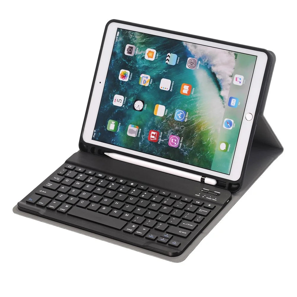 2 in 1 Bluetooth-compatible Keyboard Leather Case for iPad 10.2 (2021) / (2020) / (2019) / Air 10.5 inch (2019) / Pro 10.5-inch (2017) (A102B) - Black - 5
