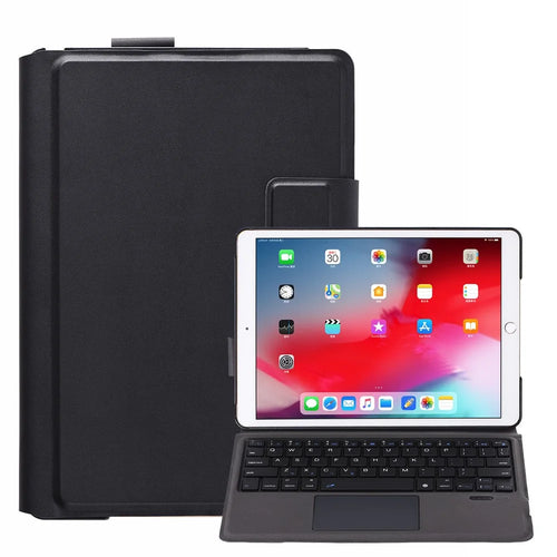 T1095 Ultra-thin Bluetooth-compatible Keyboard with Touchpad + Leather Case for iPad 10.2 (2021)/(2020)/(2019) - Black - 1