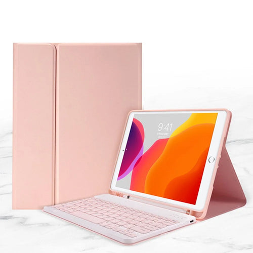 Removable Bluetooth-compatible Keyboard Bright Color Leather Stand Case for iPad Pro 10.5-inch (2017) / Air 10.5 inch (2019) - Pink - 1