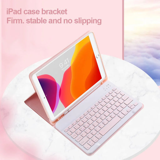 Bluetooth-compatible Keyboard Bright Color Leather Case for iPad 9.7-inch (2018) / (2017) / Pad Air (2013) / Air 2 / Pro 9.7 inch (2016) - Pink - 2