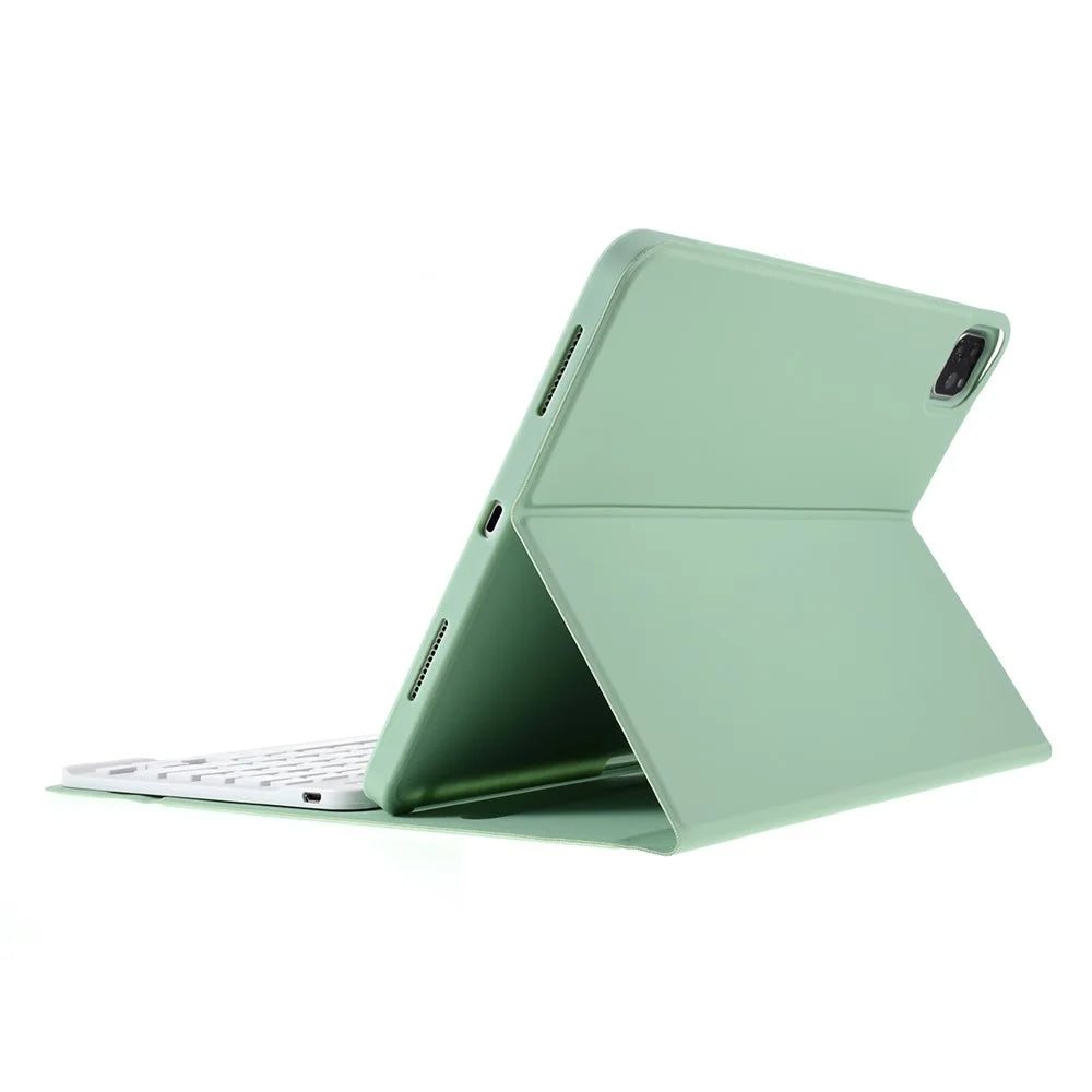 For iPad Pro 11-inch (2022) / (2021) / (2020) / (2018) Bluetooth-compatible Wireless Keyboard Leather Case with Pen Slot - Green - 6