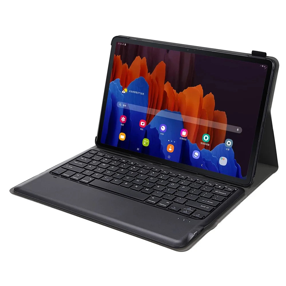 Bluetooth-compatible Keyboard Litchi Skin Leather Stand Case for Samsung Galaxy Tab S7+ (2020) / S7 FE T730 T736 / S8+ - Black - 2