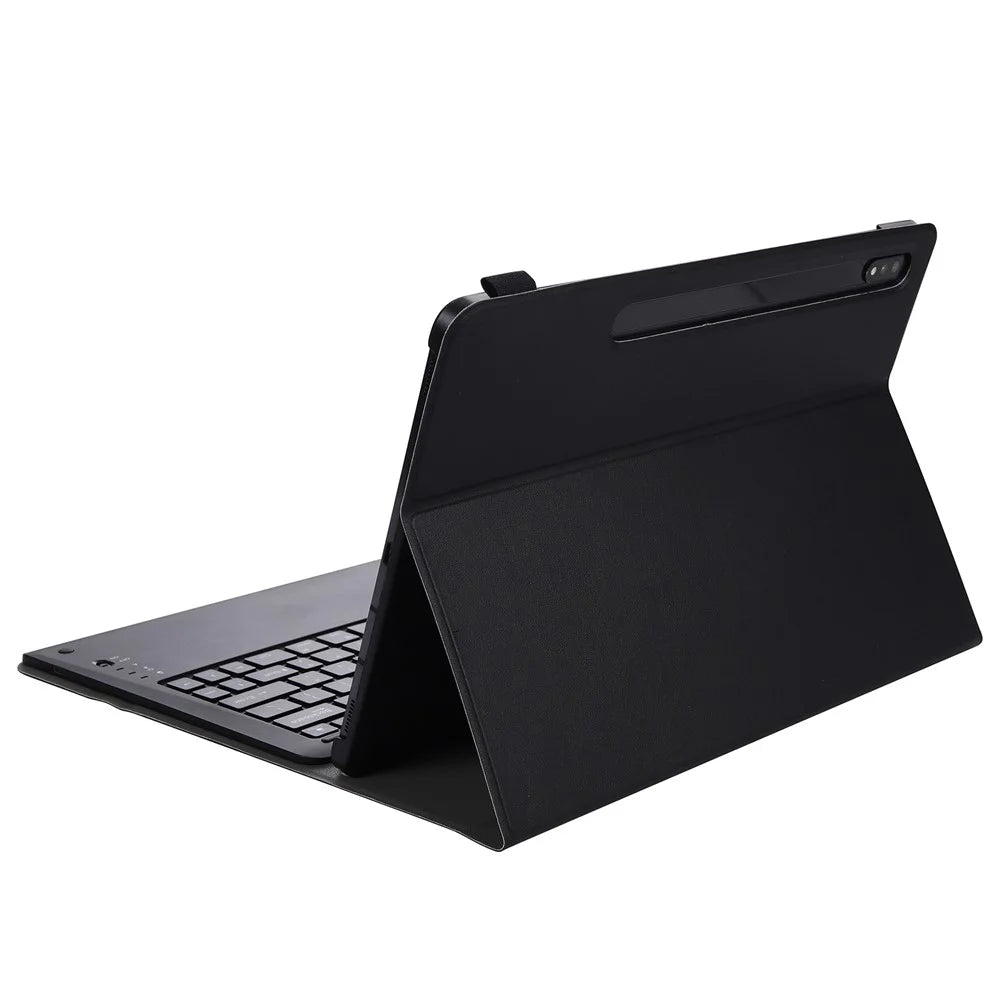 Bluetooth-compatible Keyboard Litchi Skin Leather Stand Case for Samsung Galaxy Tab S7+ (2020) / S7 FE T730 T736 / S8+ - Black - 4