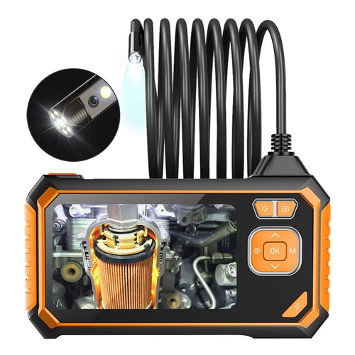 INSKAM113 8mm Industrial Endoscope 1080P Dual Lens HD Digital Borescope Camera 4.3-inch Display Screen with 1M Semi-Rigid Cable - Orange - 1