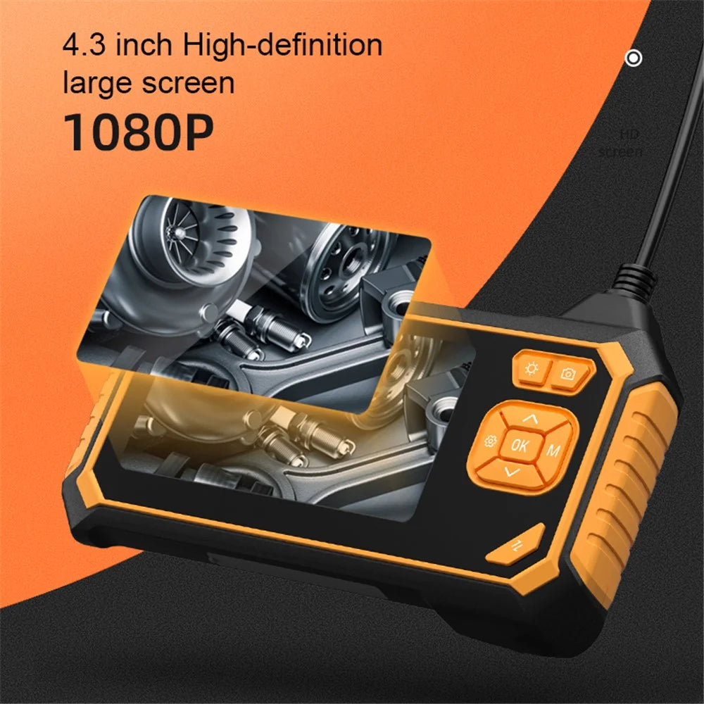 INSKAM113 8mm Industrial Endoscope 1080P Dual Lens HD Digital Borescope Camera 4.3-inch Display Screen with 1M Semi-Rigid Cable - Orange - 5