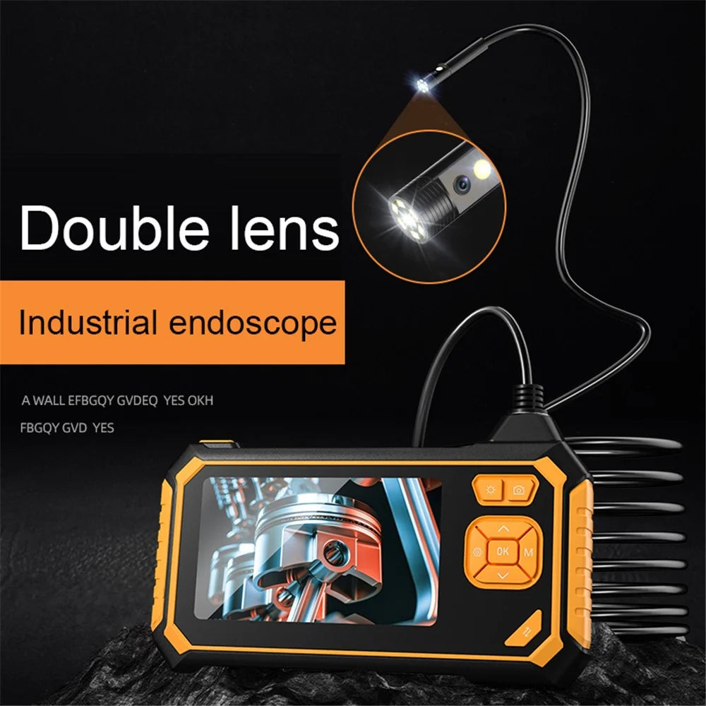 INSKAM113 8mm Industrial Endoscope 1080P Dual Lens HD Digital Borescope Camera 4.3-inch Display Screen with 5M Semi-Rigid Cable - Orange - 2