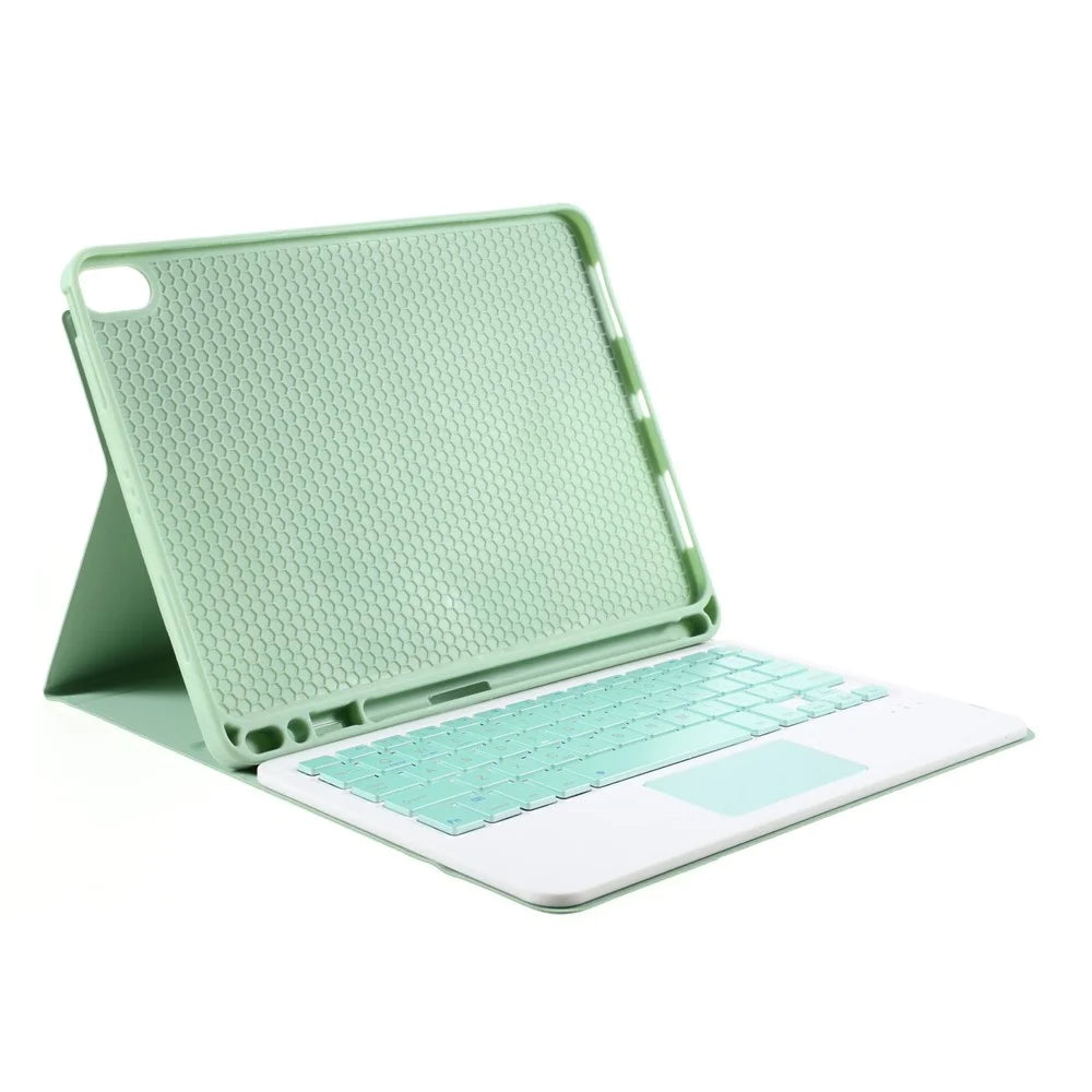 For iPad Air (2022)/(2020) Wireless Touch Pad Bluetooth-compatible Keyboard Leather Case - Light Green - 7