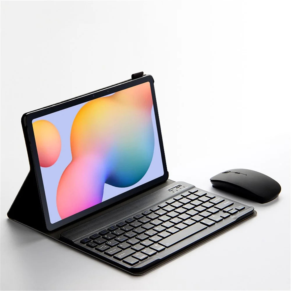 For Samsung Galaxy Tab S10 FE / S9 FE / S9 / S8 / S7 Leather Case with Detachable Magnetic Wireless Keyboard (Without Touchpad) - Black - 2