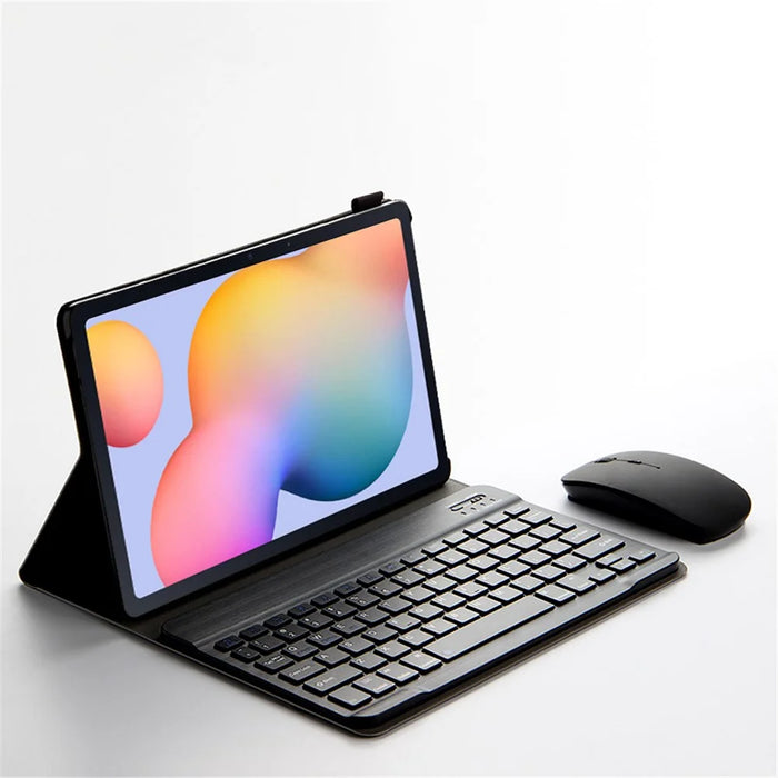 For Samsung Galaxy Tab S10 FE / S9 FE / S9 / S8 / S7 Leather Case with Detachable Magnetic Wireless Keyboard (Without Touchpad) - Black - 2