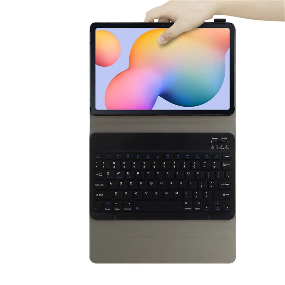 For Samsung Galaxy Tab S10 FE / S9 FE / S9 / S8 / S7 Leather Case with Detachable Magnetic Wireless Keyboard (Without Touchpad) - Black - 5