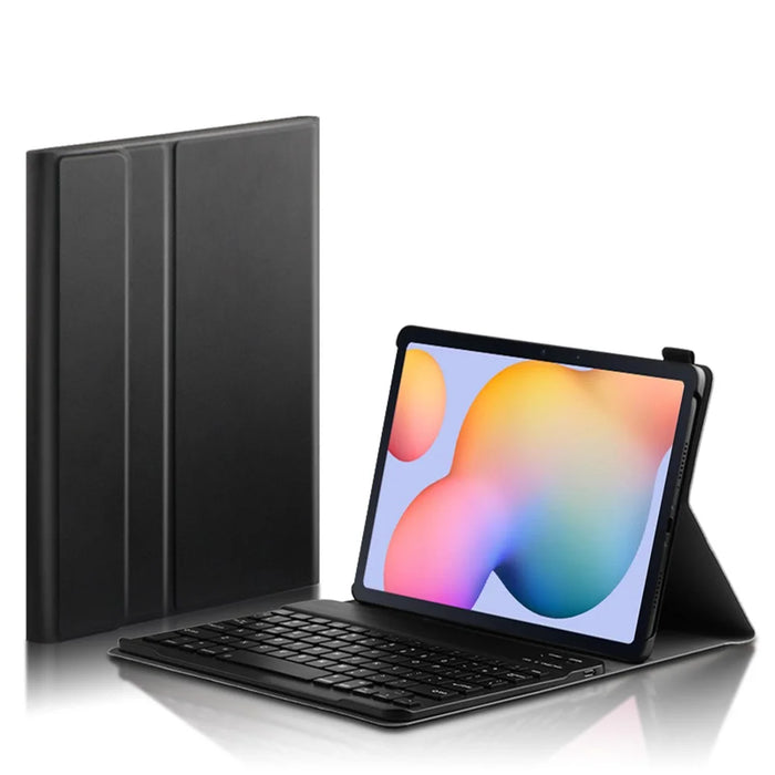 For Samsung Galaxy Tab S10 FE / S9 FE / S9 / S8 / S7 Leather Case with Detachable Magnetic Wireless Keyboard (Without Touchpad) - Black - 7